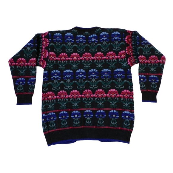 DEANS OF SCOTLAND Vintage Heavyweight Wool Cardigan Stunning Flower Pattern #910 - Picture 4 of 10